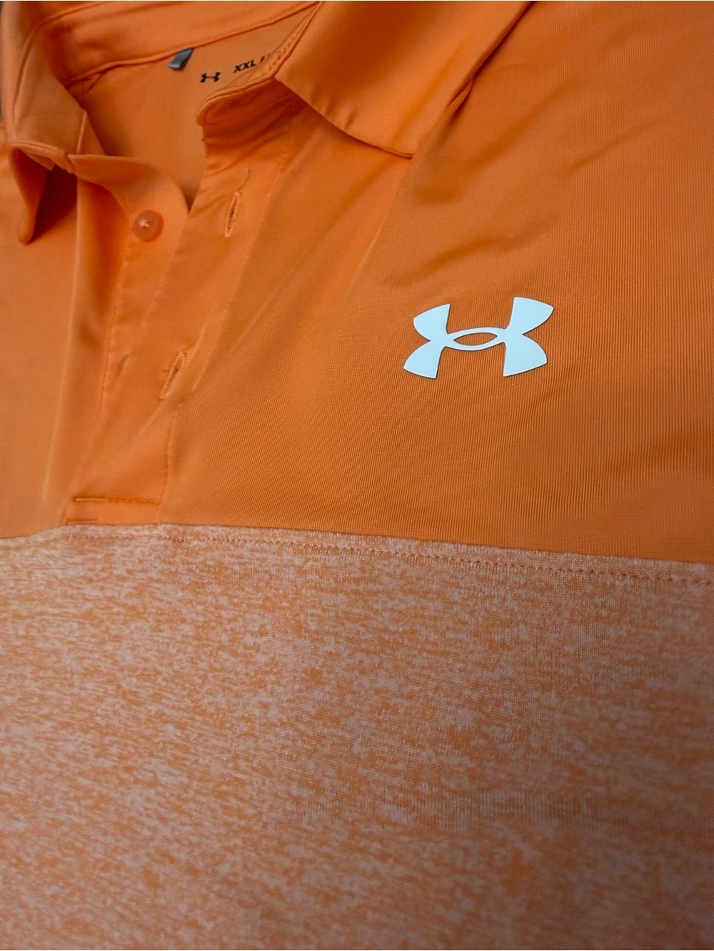 Under Armour Playoff Polo XXL Orange White Colorblock Golf Performance Shirt Men - Picture 4 of 8